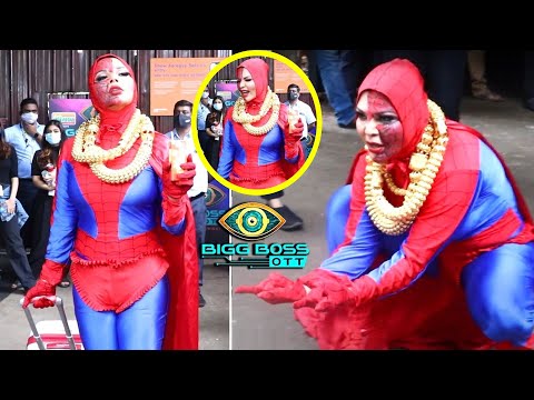 Rakhi Sawant Spotted At Bigg Boss OTT House In Spider Woman Look | Must Watch