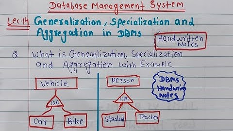 📝 DBMS: Generalization, Specialization & Aggregation in hindi | Handwritten Notes & Easy Explanation