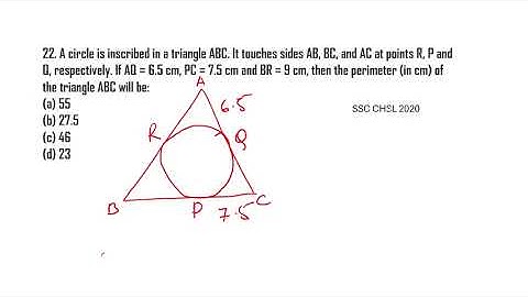 A circle is inscribed in a triangle ABC  It touches sides AB, BC, and AC at 7