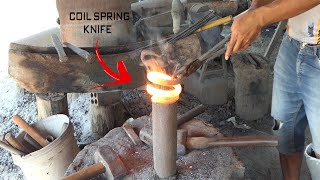 DIY Tools/ Amazing Technique of turning a Rusty Coil Spring into sharp knife