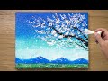 Painting a White Cherry Blossom Tree / Cotton Swabs Painting Technique #436