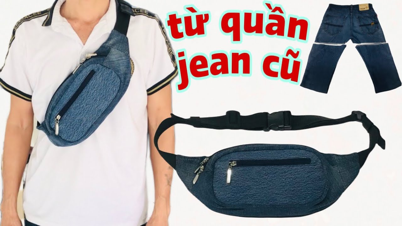 từ quần jean cũ - tôi đã tái chế da một chiếc túi đeo chéo rất đẳng cấp ( bài 30 )