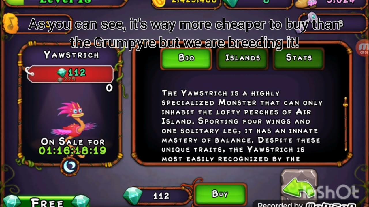 HOW TO BREED YAWSTRICH 100 IN MY SINGING MONSTERS YouTube