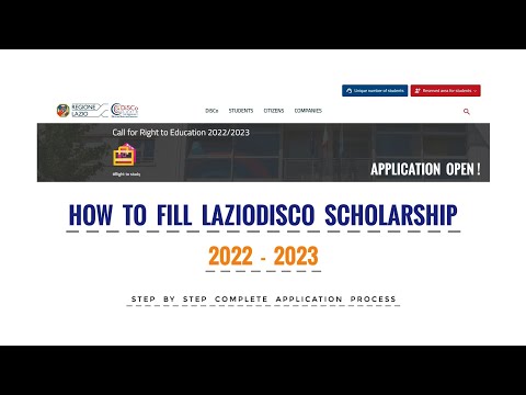 How to fill LAZIODISCO SCHOLARSHIP Application 2022 - 2023
