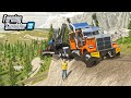 Extreme mountain trucking job 1000ft drop off  farming simulator 22