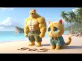 Cat and father escaped from the desert island cat cute ai