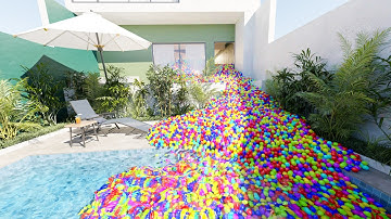 1 MILLION Balls in House. Blender Rigid Body Simulation. Cycles