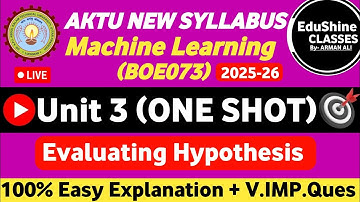 Machine Learning Unit 3 One shot BOE073 AKTU | Evaluating Hypothesis Unit 3 Machine Learning BOE073