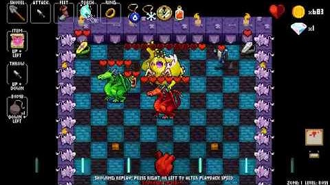 Crypt Of The Necrodancer - Zone 1 - Aria - No Damage (+ The Golden Lute BOSS)