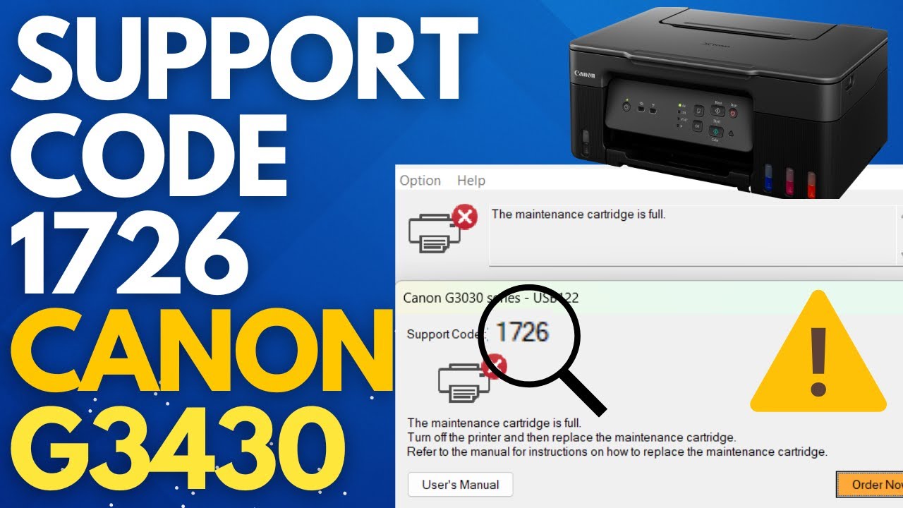 Canon G3430 Support Code 1726 Fix | Replace MC-G04 Maintenance ...