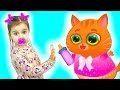 Арина и котик Bubbu играют в игре | Котик Бубу как мама собирает Арину в детский сад