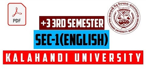 SEC-1(ENGLISH) ||3rd Semester Questions Paper 2023 || Kalahandi University || 3rd Semester