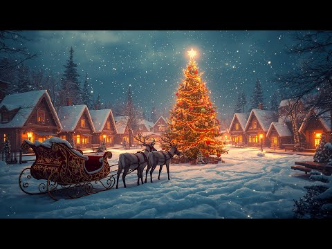 Beautiful Instrumental Christmas Music – A Magical Night in Santa’s Village with Relaxing Snowfall