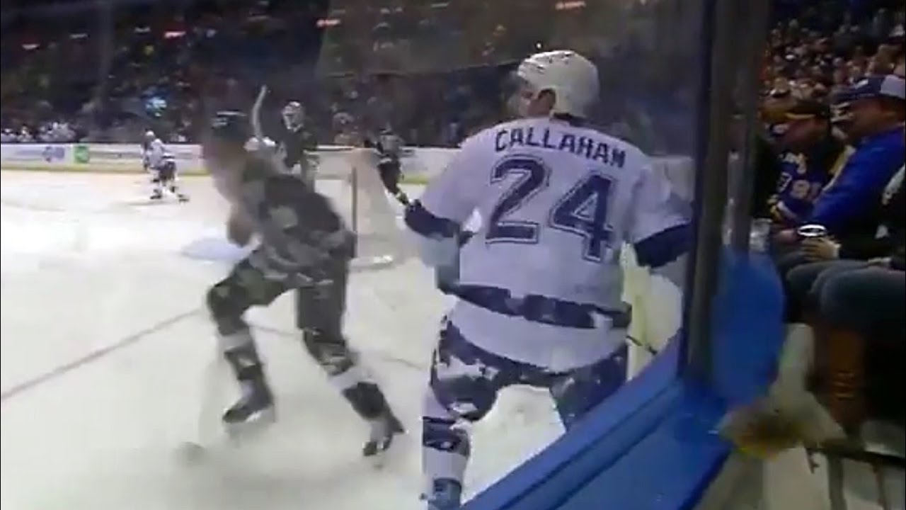 Callahan knocks fan's beer off the boards YouTube