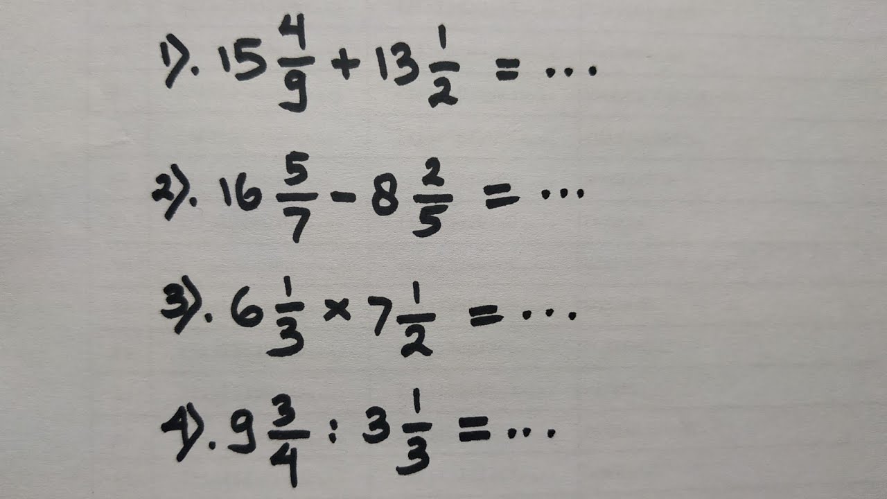 Cara Mudah Penjumlahan, Pengurangan, Perkalian dan Pembagian Pecahan Campuran