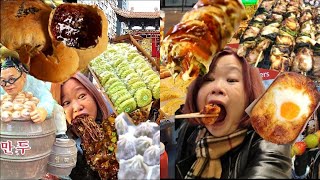 ASMR MUKBANG‼️STREET FOOD BLACK BEAN NOODLES DUMPLING PANCAKE MOONCAKE BOBBA TEA|KOREAN STREET FOOD