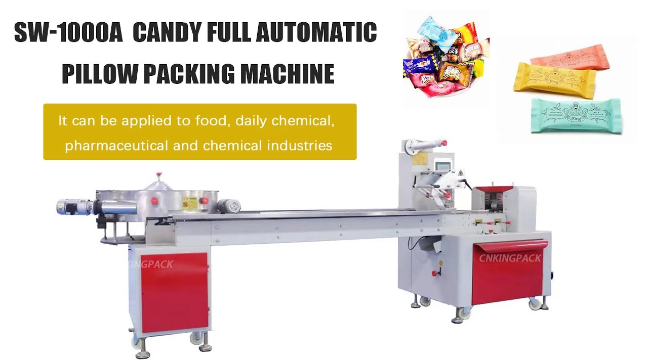 SW-1000A Candy full automatic pillow packing machine - YouTube