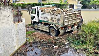 First Start A New project!! Filling Land By Bulldozer KomatSu D20P With Dump Truck First Start A New project!! Filling Land By Bulldozer KomatSu D20P With Dump Truck