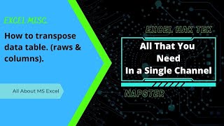 Can i exchange (Transpose) data table, raws with columns. تبديل الصفوف مكان الاعمدة