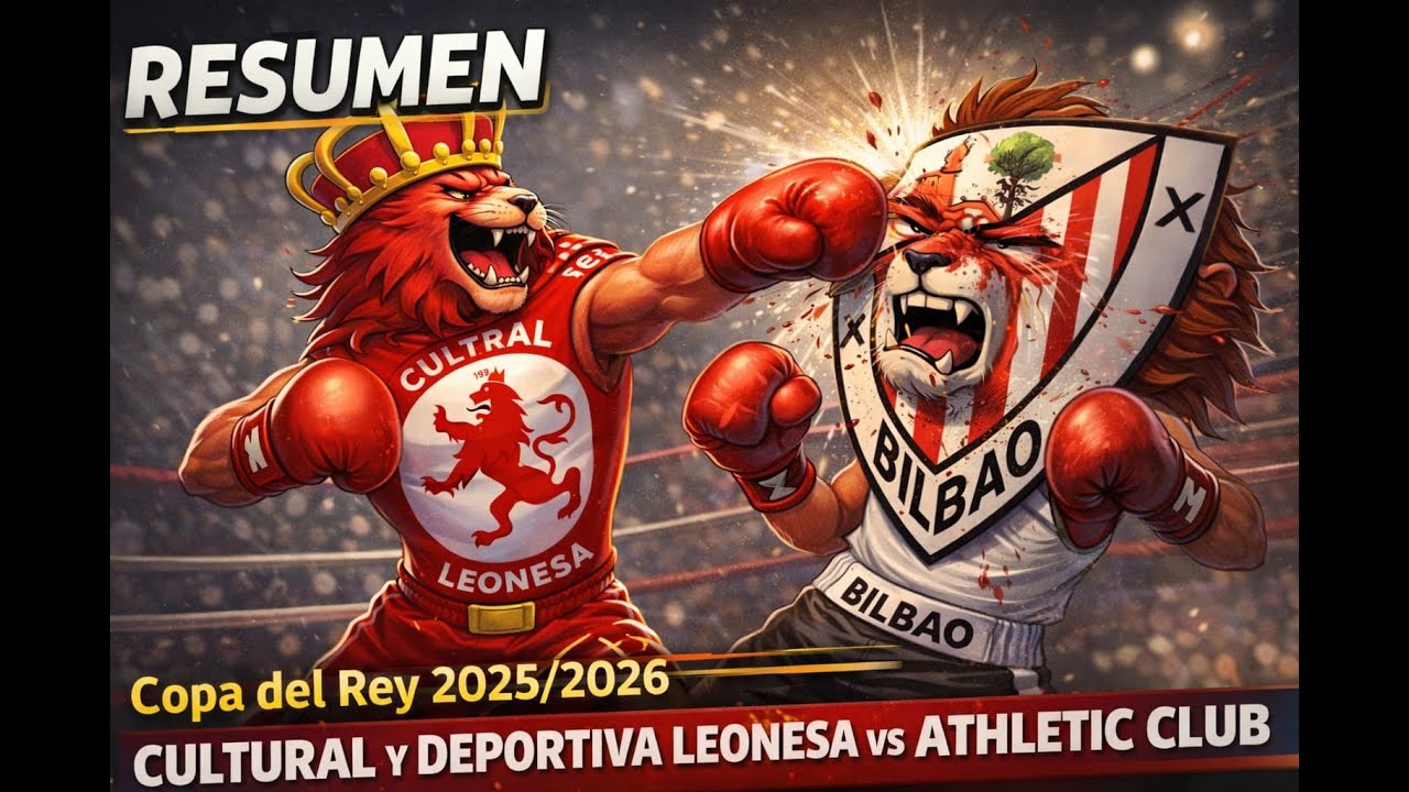 Resumen entre la Cultural y Deportiva Leonesa y el Athletic Club. Copa del Rey 2025/2026