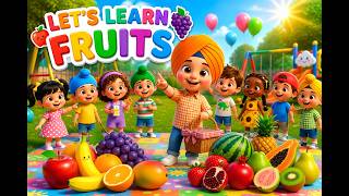 Learn Fruits for Kids 🍎🍌 | Fruit Names | Cute Sikh Toddler | Preschool Learning Video