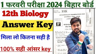 Class 12th Biology Answer Key 2024  Bihar Board Class12th Biology Answer Key 2024