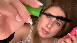 ASMR Bestie Does Your Makeup | Aggressive Roleplay | Tapping, Scratching, mouth sounds, fast