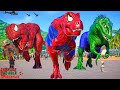 Mega spiderman vs venom hulk carnage joker ninja turtle hero dinosaurs fight in dino universe