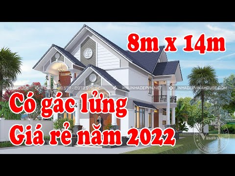 Mẫu nhà cấp 4 mái thái có gác lửng, 8m x 14m giá rẻ.