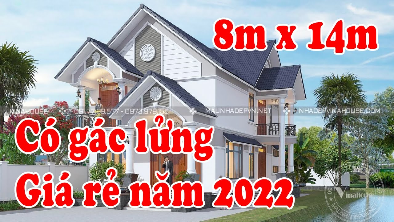 Mẫu nhà cấp 4 mái thái có gác lửng, 8m x 14m giá rẻ. - YouTube