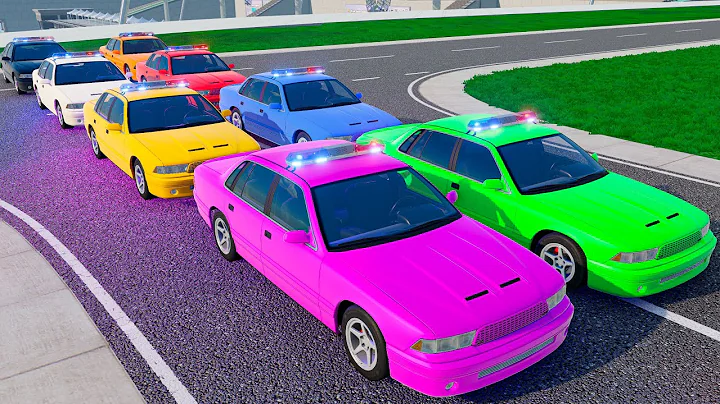 Big & Small Police Cars with Slide Color and Portal Trap - Police Truck Rescue Cars - BeamNG.Drive