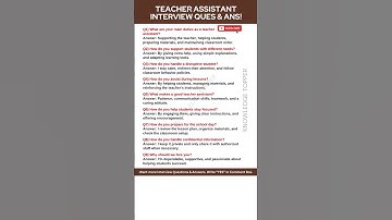 Teaching Assistant Interview Questions and Answers | Teacher Assistant Interview Questions