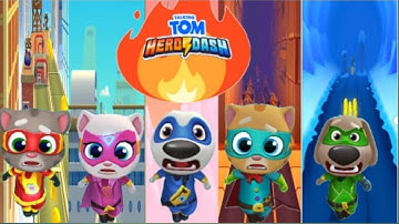 TALKING TOM HERO DASH -- ALL HERO CHARACTER FLYING FUNNY FAIL FAN GAME