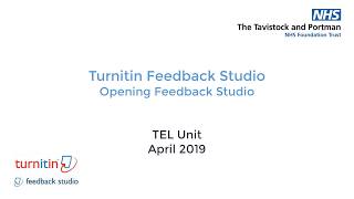 TFS005 Feedback Studio: Opening Feedback Studio