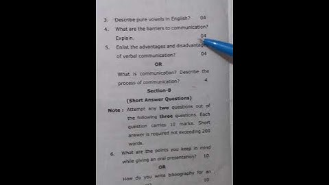B.A.LL.B III Semester : General English || Communication Skills || Question Paper