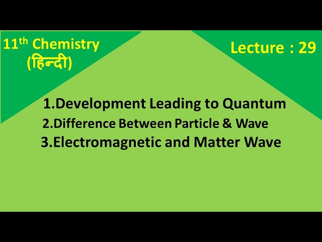 Development Leading to Quantum , Difference Between Particle & Wave, Electromagnetic & Matter Wave
