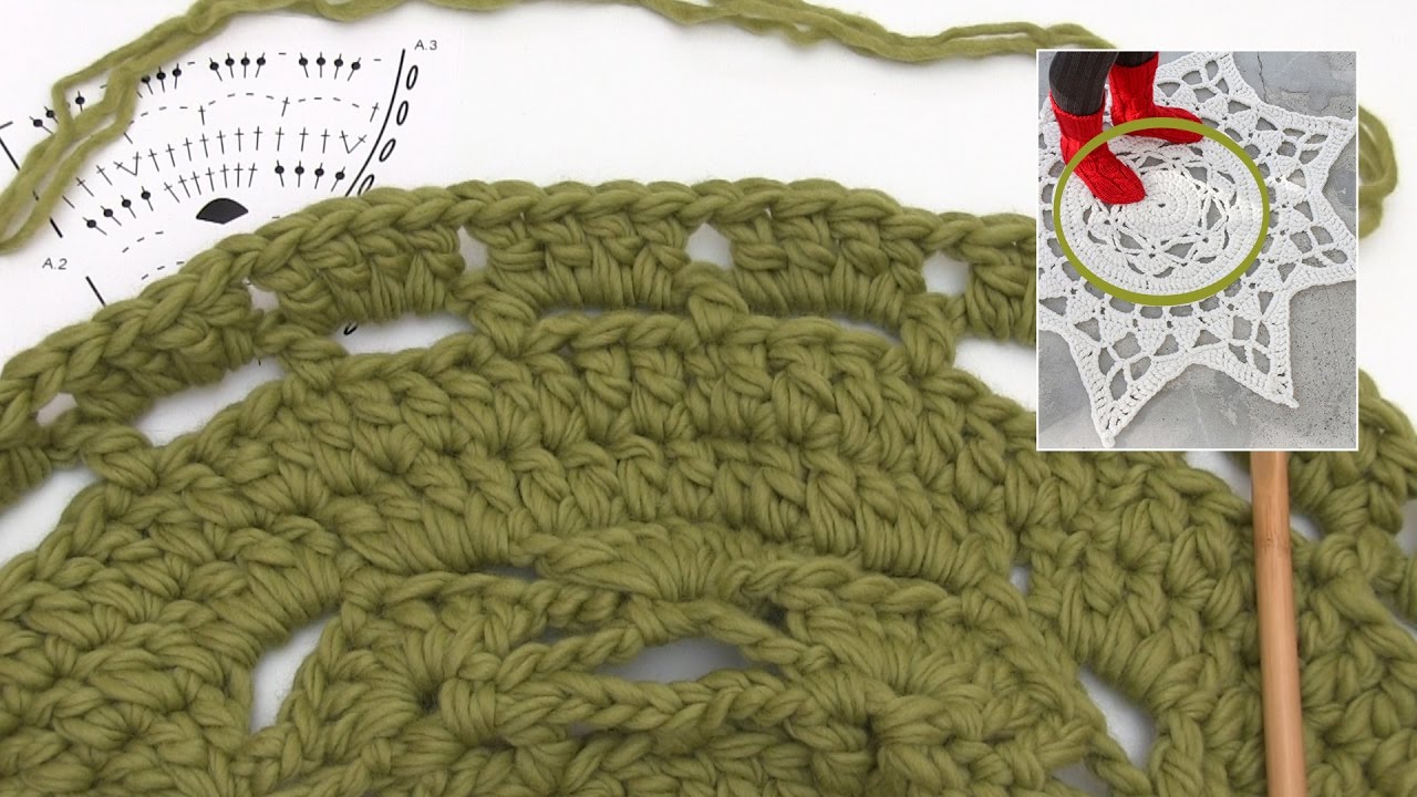How to crochet the carpet in DROPS Extra 01327 part 1 YouTube
