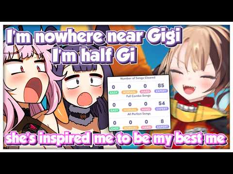 Ina and Calli Were So Amazed by Gigi's Rhythm Game Skills and Inspired to Get Better at Holodori