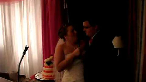 Frappier Wedding. Bride sings to Groom