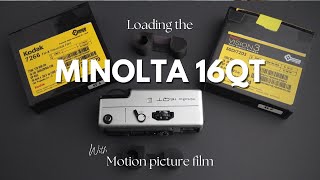 Loading Motion picture film on the Minolta 16 QT