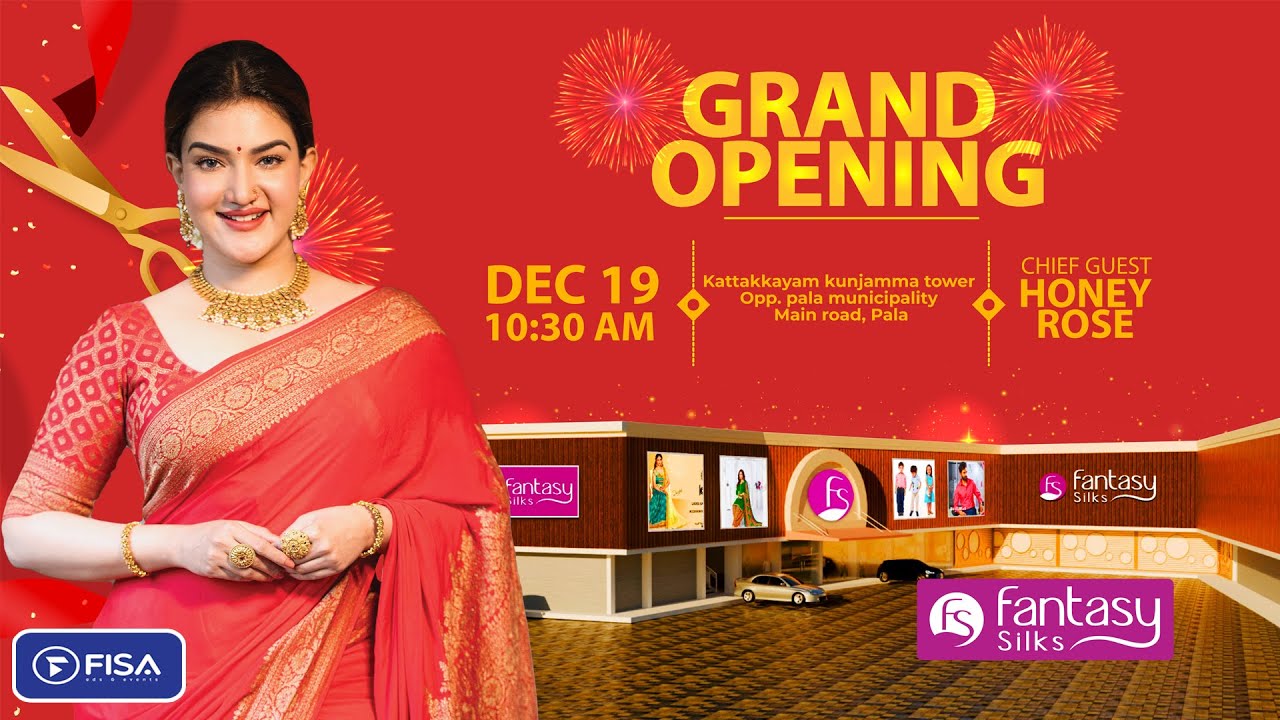 FANTASY SILKS - PALA | HONEY ROSE 🎊INAUGURATION🎊 LIVE ON 19/12/2024, 9:30 AM