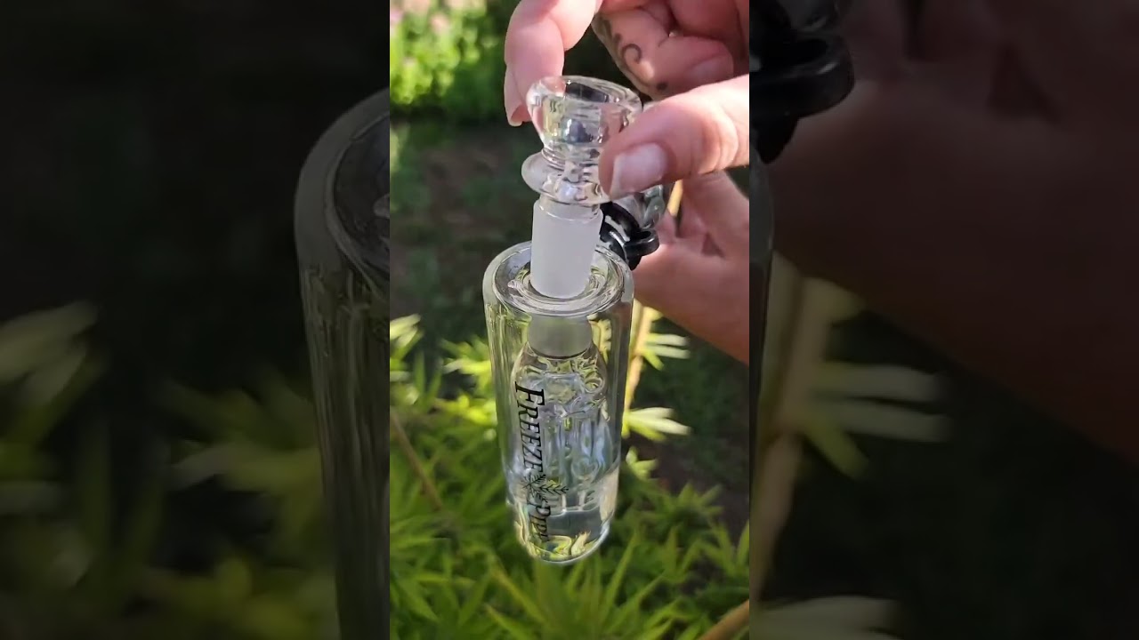 Stoner Girl Shows Off Freeze Pipe Bubbler  