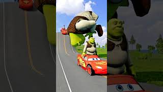 Crazy Shrek Trying to Flatten Various Popular Characters - BeamNG.drive