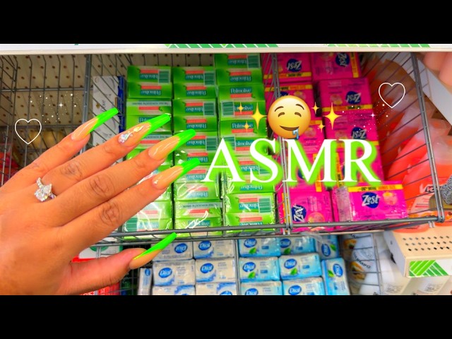 ASMR IN DOLLAR TREE 💚🤤✨| FAST TAPPING, SCRATCHING & ORGANIZATION ♡ (SO GOOD 😩🔥)