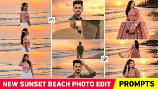Trending sunset beach cinematic photo editing | Sunset beach ai photo prompt | Chatgpt photo editing