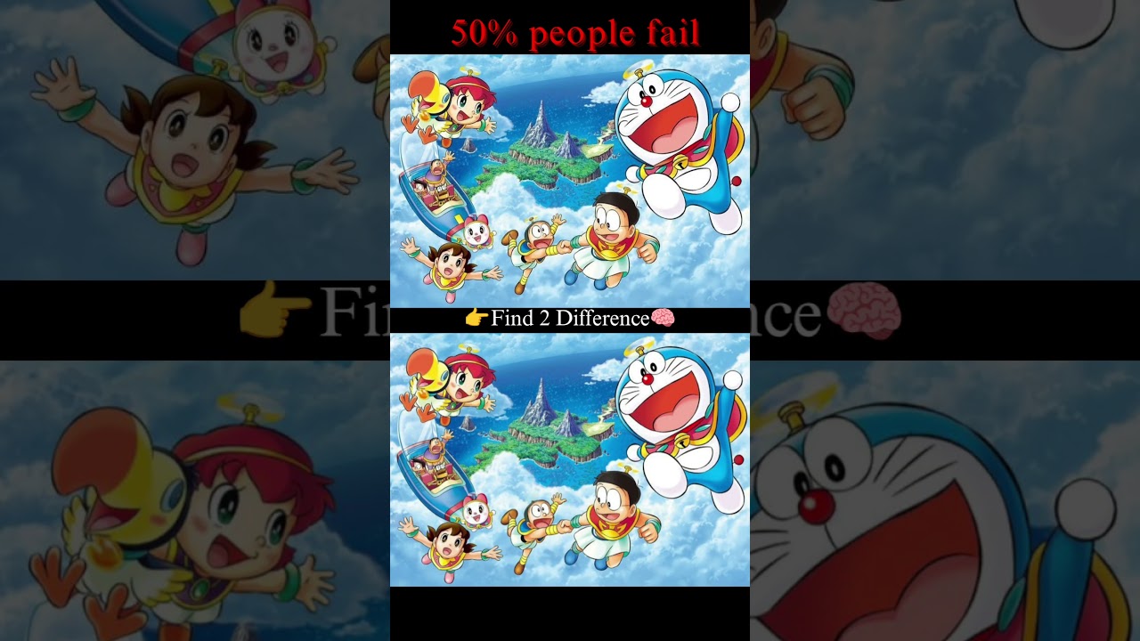 Can You Spot the 2 Differences in Doraemon and Nobita? 🧐🔍 #shorts #find #anime