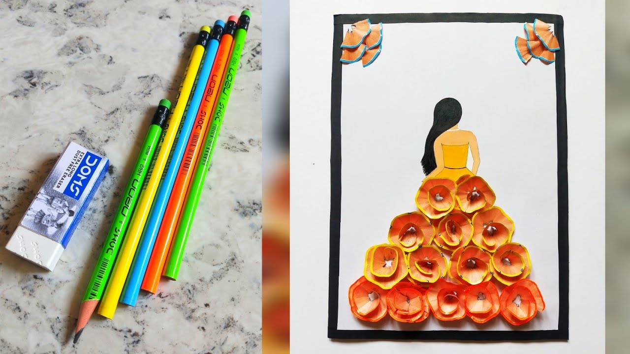 Best use of pencil shaving/wall hanging craft idea/art and craft YouTube