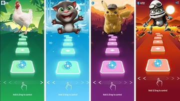 Chicken Song vs Talking Tom vs Pikachu vs Crazy Frog - Tiles Hop EDM Rush