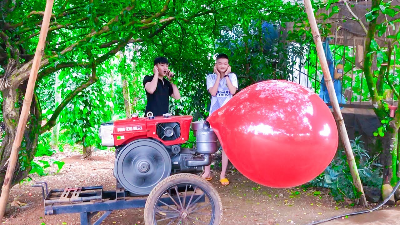 Thổi Bóng Bay Khổng Lồ Bằng Máy Nổ Và Cái Kết