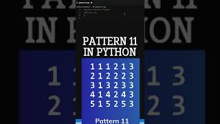 Python Number Pattern | Python ASCII Pattern Program | Pattern 11 #shorts #python